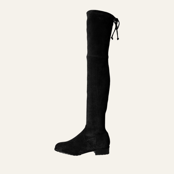 Kaitlyn Pan Paisley Slim Fit Over The Knee Flat Heel Boots Black Suede - Picture 3 of 14